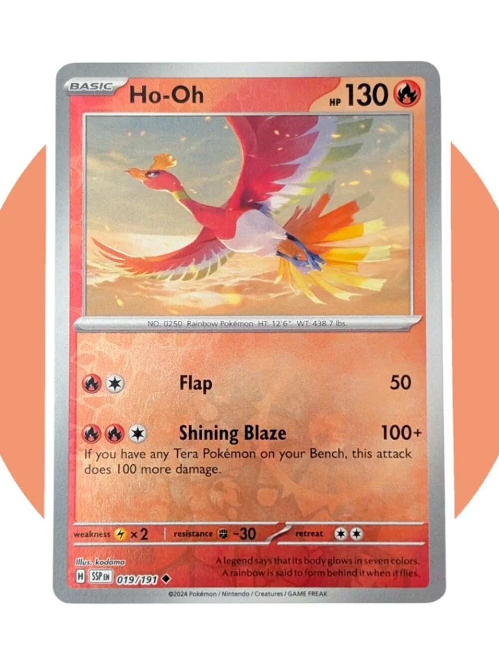 Surging Sparks Pokemon Card (XX11): Ho-Oh 019/191 Reverse Holo
